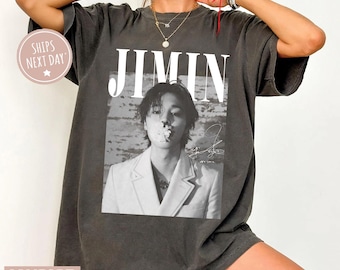 Camiseta vintage de Jimin de Comfort Colors, camiseta unisex, regalo para hombres y mujeres, camiseta de fan art de ídolo coreano, para amantes del estilo coreano.