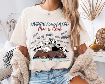 Comfort Colors Overstimulated Moms Club Seagull Mom Mom Mom - Personalized Name Daughter Son Shirt - Funny Mother's Day Gift For Mom