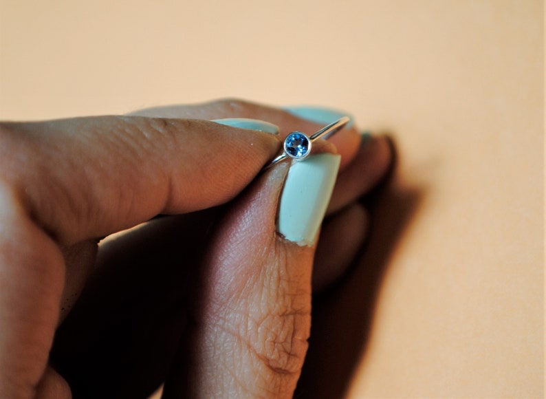 Aquamarine Ring Birthstone Ring Thin Silver RingBirthstoneAquamarineMarch BirthstoneCustomflorumAquamarine Gem Ring*Sterling Silver