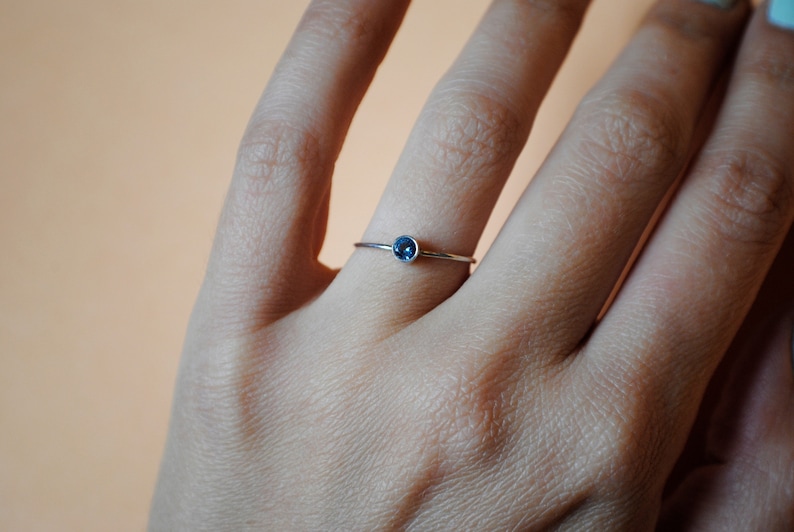 Aquamarine Ring Birthstone Ring Thin Silver RingBirthstoneAquamarineMarch BirthstoneCustomflorumAquamarine Gem Ring*Sterling Silver