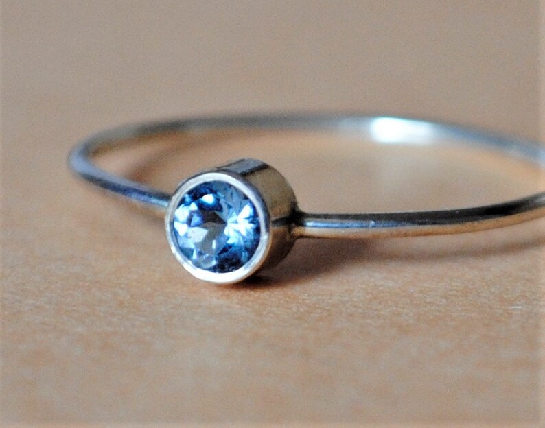 Aquamarine Ring Birthstone Ring Thin Silver RingBirthstoneAquamarineMarch BirthstoneCustomflorumAquamarine Gem Ring*Sterling Silver