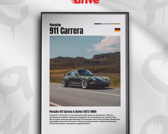 Poster Porsche 911 Carrera Serie G – Elegante decorazione murale per auto sportiva vintage, stampa di design automobilistico, arte digitale