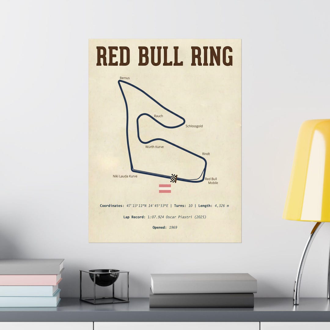 Red Bull Racing Ring Redbull Ring Circuit Technical Poster Matte Vertical Poster | Racing ...
