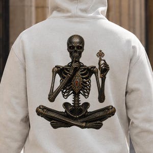 Gothic Skeleton PNG, Skeleton With Key Clipart, Dark Halloween Sublimation Design, Spooky T-Shirt Graphic, Instant Download