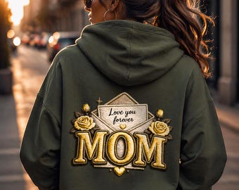 Vintage Floral Love You Forever MOM PNG: Kwiatowy napis dla mamy na Dzień Matki w formacie PNG Vintage Rose Heart Design (pobieranie cyfrowe)