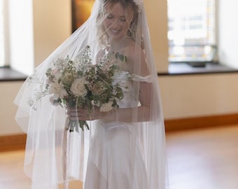 Flower headband veil, vintage style, blusher veil