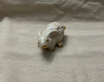 Herend crouching bunny figurine