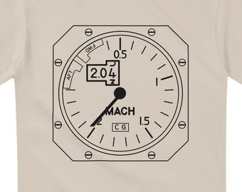 Concorde Machmeter T-Shirt • Aviation Tee • Pilot Gift • Avgeek Shirt • Cockpit Instrument Line Art