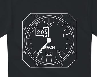 Concorde Machmeter T-Shirt • Pilot Gift • Aviation T-Shirt • Avgeek Tee • Cockpit Gauge Line Art