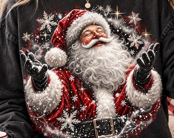 Magical Santa Claus PNG, Snowy Santa Sublimation Design, Classic Christmas Santa Clipart, Sparkle Santa PNG, Winter Holiday Santa PNG