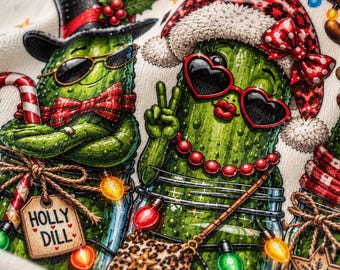 Christmas Pickle PNG, Holly Dill Cute Pickle in a Jar Bundle, Funny Holiday Sublimation Design, Digital Download