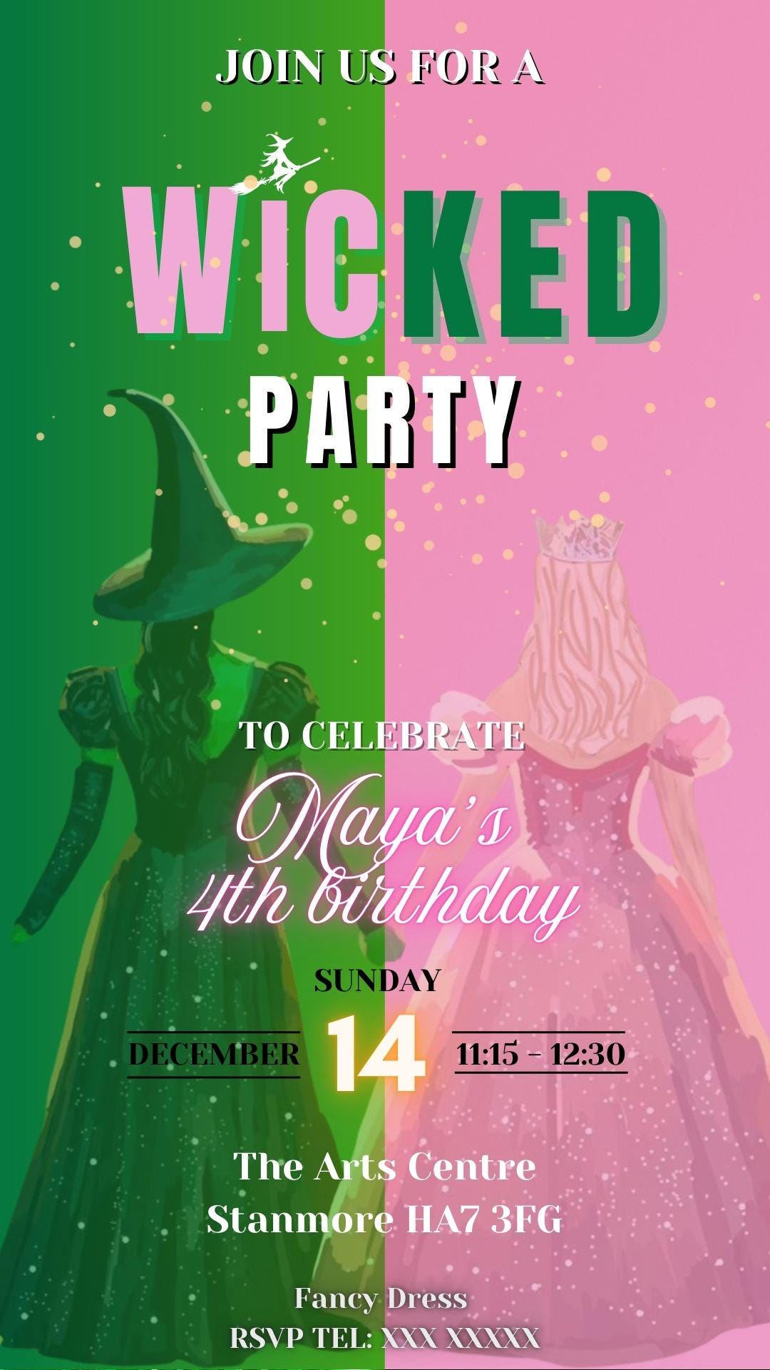 Downloadable Wicked Invitations Wicked Birthday Party Invitation - Instant Download - Canva Editable ...