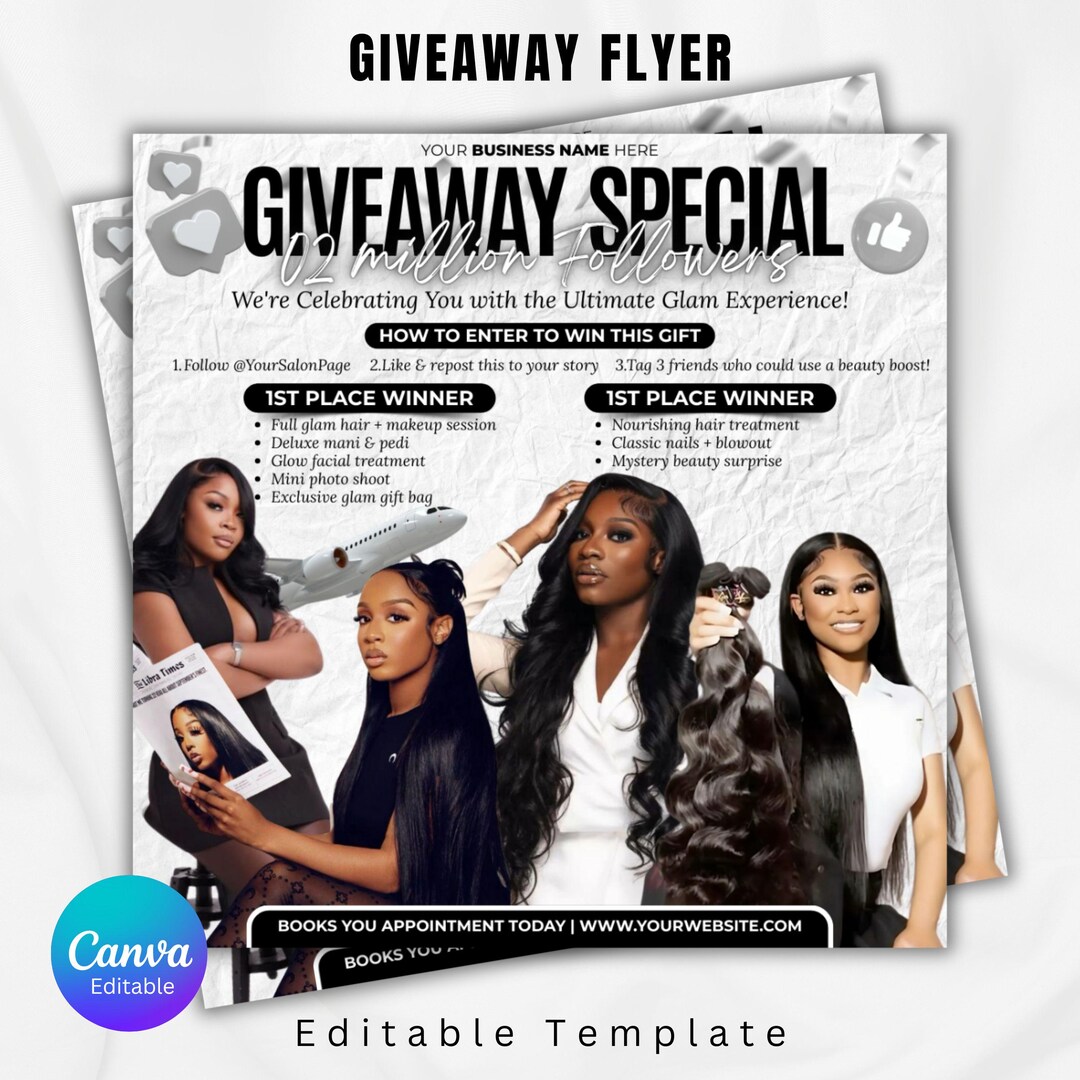 Hair Raffe Raffle Giveaway Flyer Hair Raffle Beauty Flyer Hair Special Flyer ...