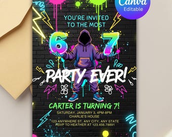 6-7 Birthday Invitation, Editable Meme Trending Six Seven Party Invite, Bruh, Boy Birthday, Kids Birthday Digital Invite