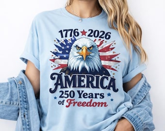 PNG del 250.º aniversario de Estados Unidos, PNG del águila patriótica, Camiseta de la Estatua de la Libertad, 250.º Día de la Independencia, PNG del feliz 250.º cumpleaños de EE. UU., 250 años de EE. UU.