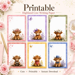 Highland Cows Notepad Bundle, Printable Cow Memo Pad Template Cute Farmhouse Notes Planner Pages Pack, Digital Download, Printable Templates