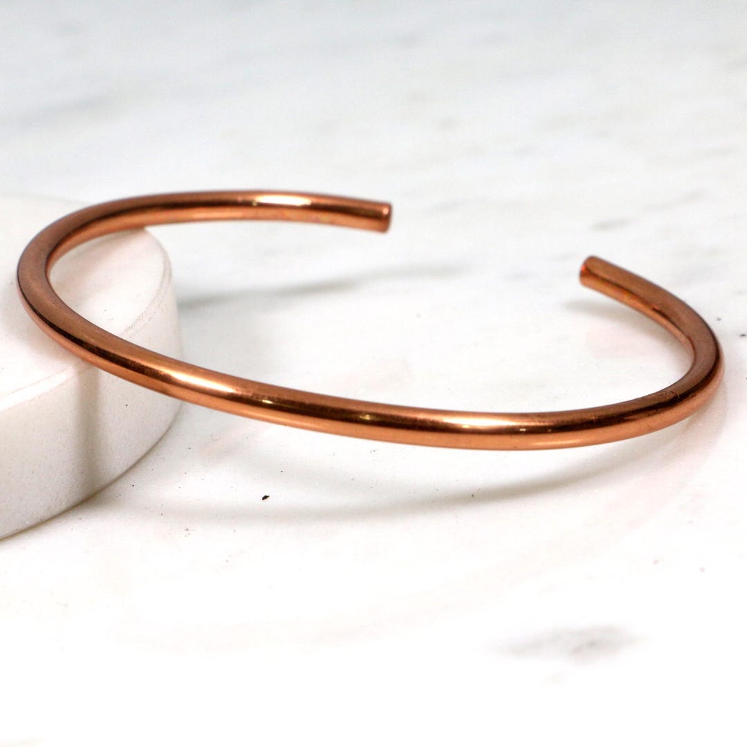 Minimalist Solid Copper Slim Round Cuff Bracelet - Etsy