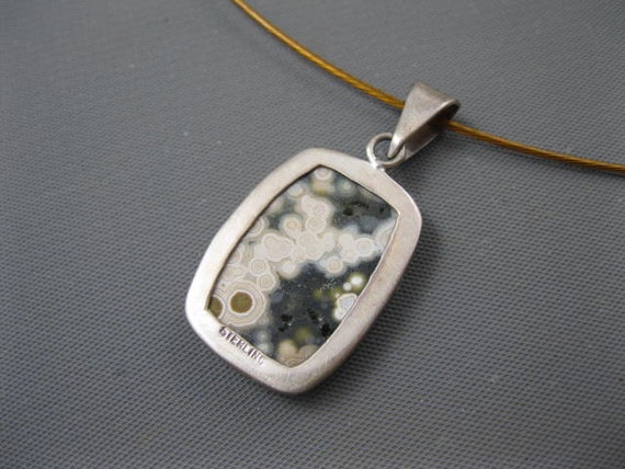 Sterling Natural Ocean Jasper Pendant Necklace - image 3