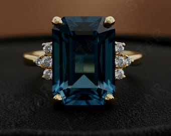 Blue Topaz Women 14k Gold Ring Sky Blue Gemstone