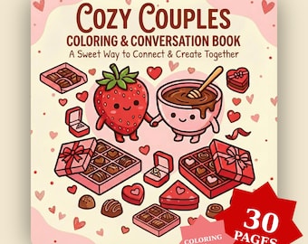 Livro de colorir e jogo de conversa aconchegante para casais: atividade perfeita para um encontro romântico no Dia dos Namorados.