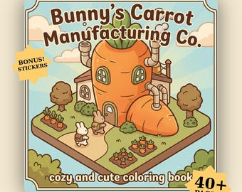 Livro de colorir de primavera fácil e ousado da Bunny's Carrot Manufacture para crianças e adultos