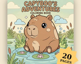 Livro de Colorir As Aventuras do Capyboo: 20 Páginas de Desenhos Aconchegantes para Crianças