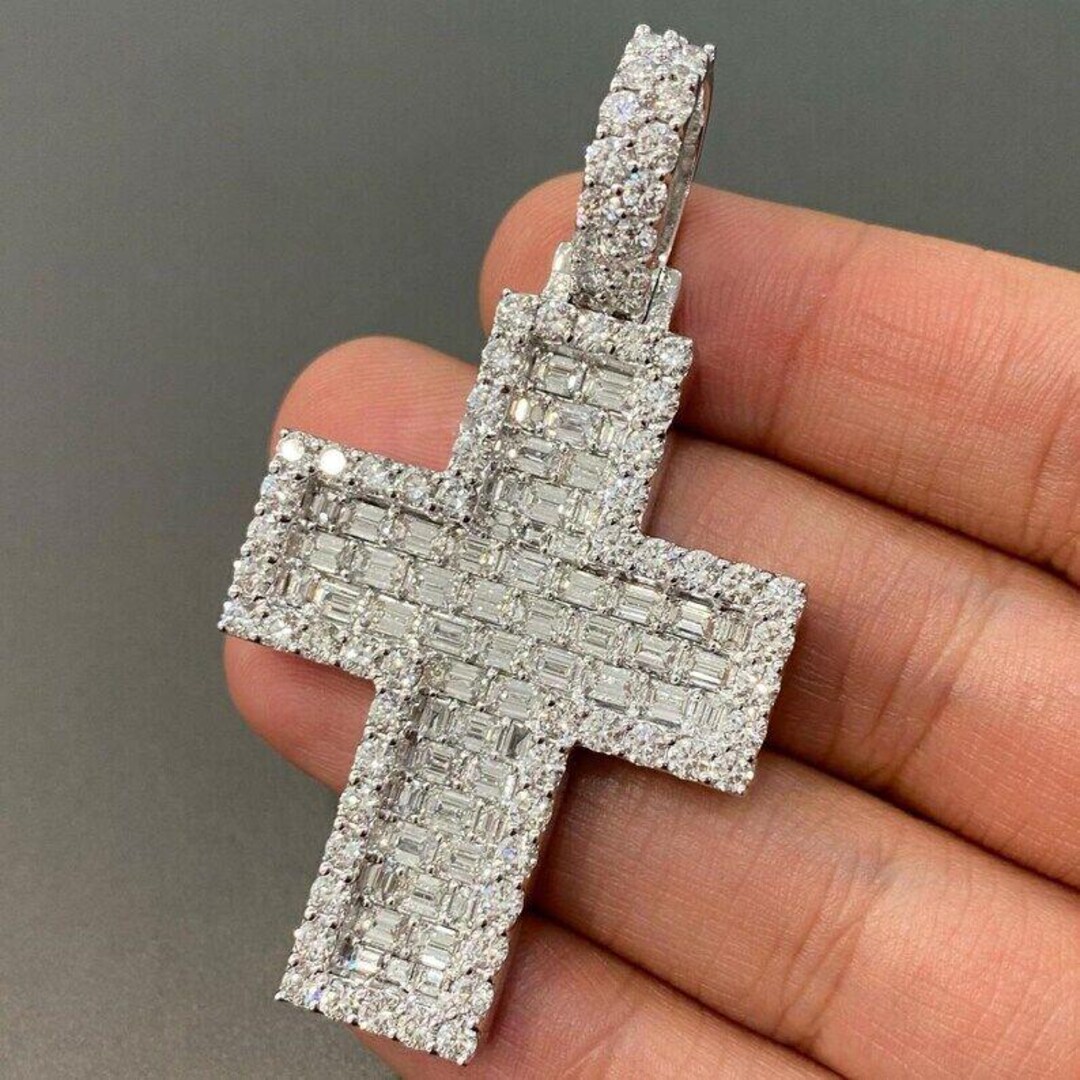 Iced Moissanite Hip Hop Cross Pendant: 925 Sterling Silver Hip Hop ...