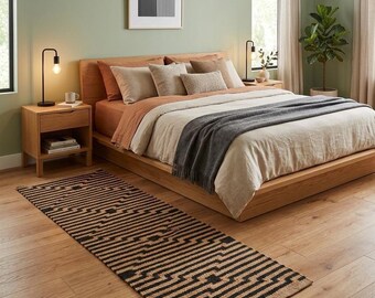 Handwoven Hemp & Jute Rug Dhurrie: Eco-Friendly Jute Runner Bedside, Natural Jute Rug, Handmade Livingroom Rustic Hemp, Boho Custom Rug