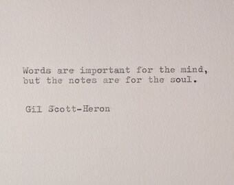 Gil Scott-Heron hand typed music quote