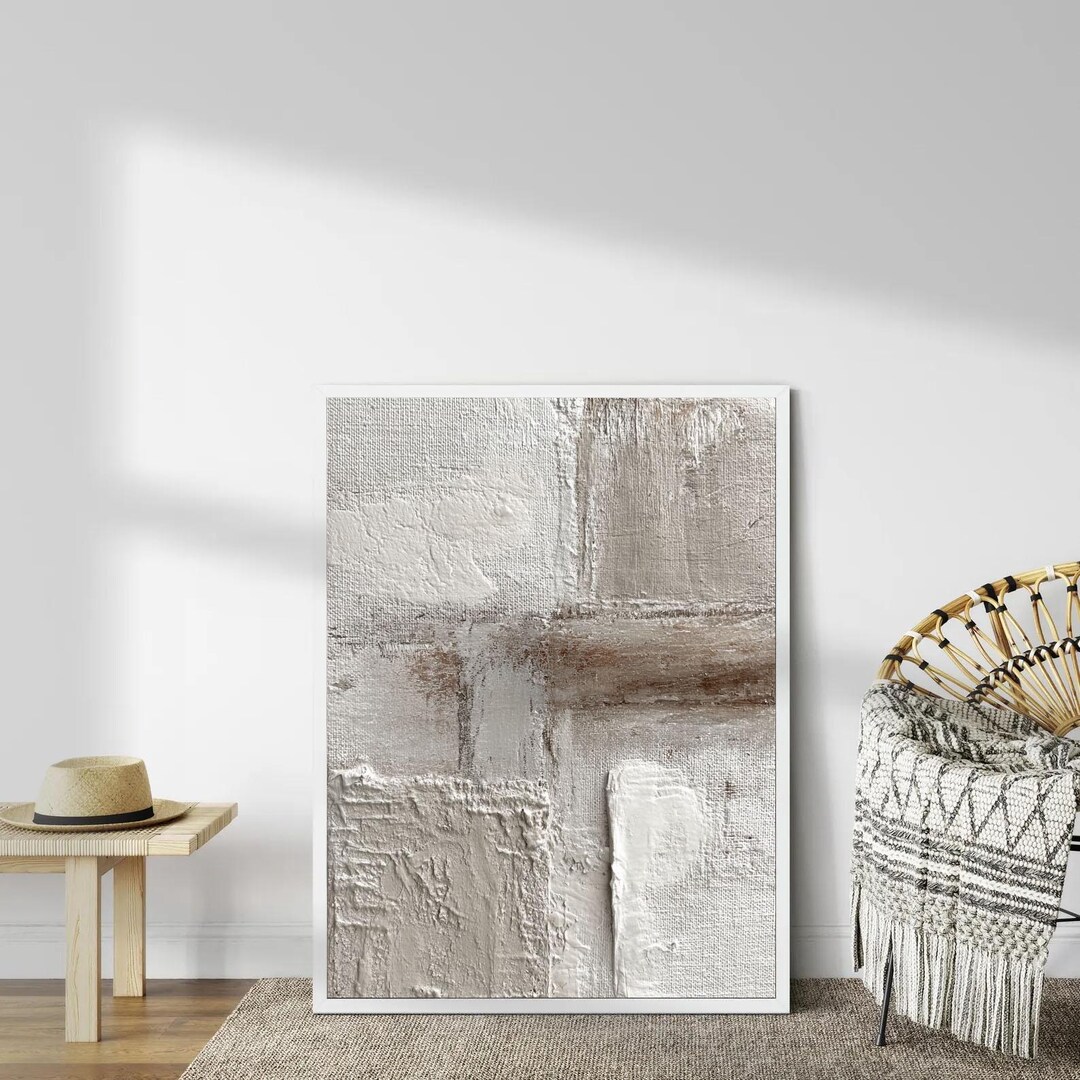 Neutral Abstract Textured Wall Art | Beige White Minimalist Painting ...