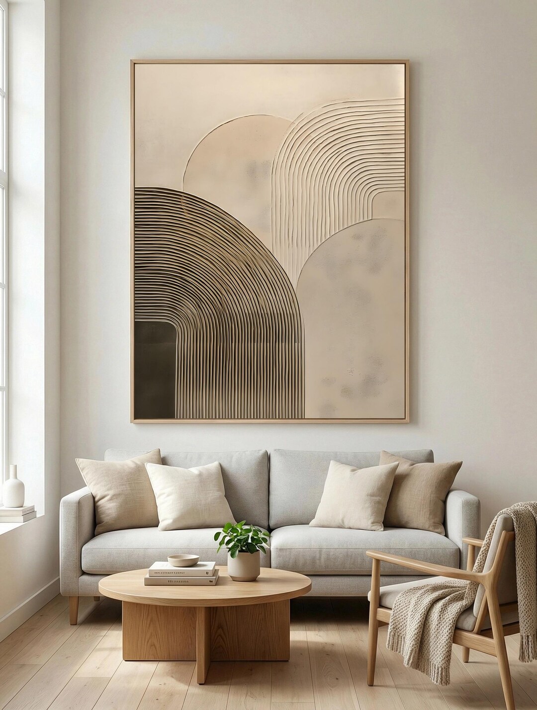 Neutral Beige Abstract Painting Minimalist Textured Wall Art Modern ...
