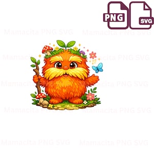 Lorax PNG+SVG, Cute Forest Guardian PNG, Dr Seuss Inspired, Whimsical Woodland Clipart for Stickers, Teacher Crafts, Sublimation, Digital