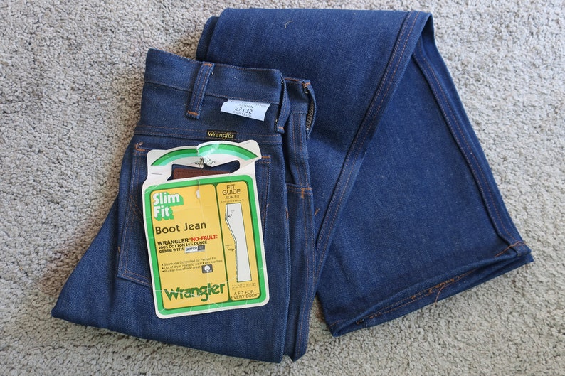 Vintage 1970s NOS Wrangler Mens Jeans Tags 27x32 Blue Denim | Etsy