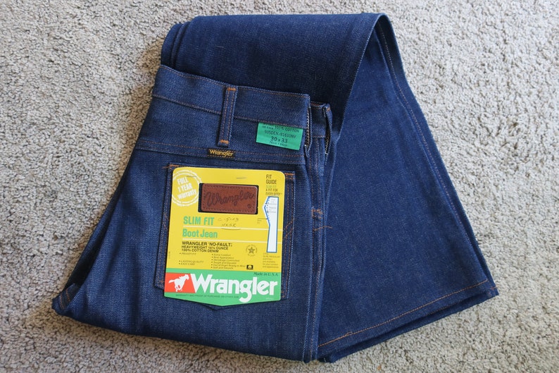 Vintage 1970s NOS Wrangler Mens Jeans Tags 30x33 Blue Denim | Etsy