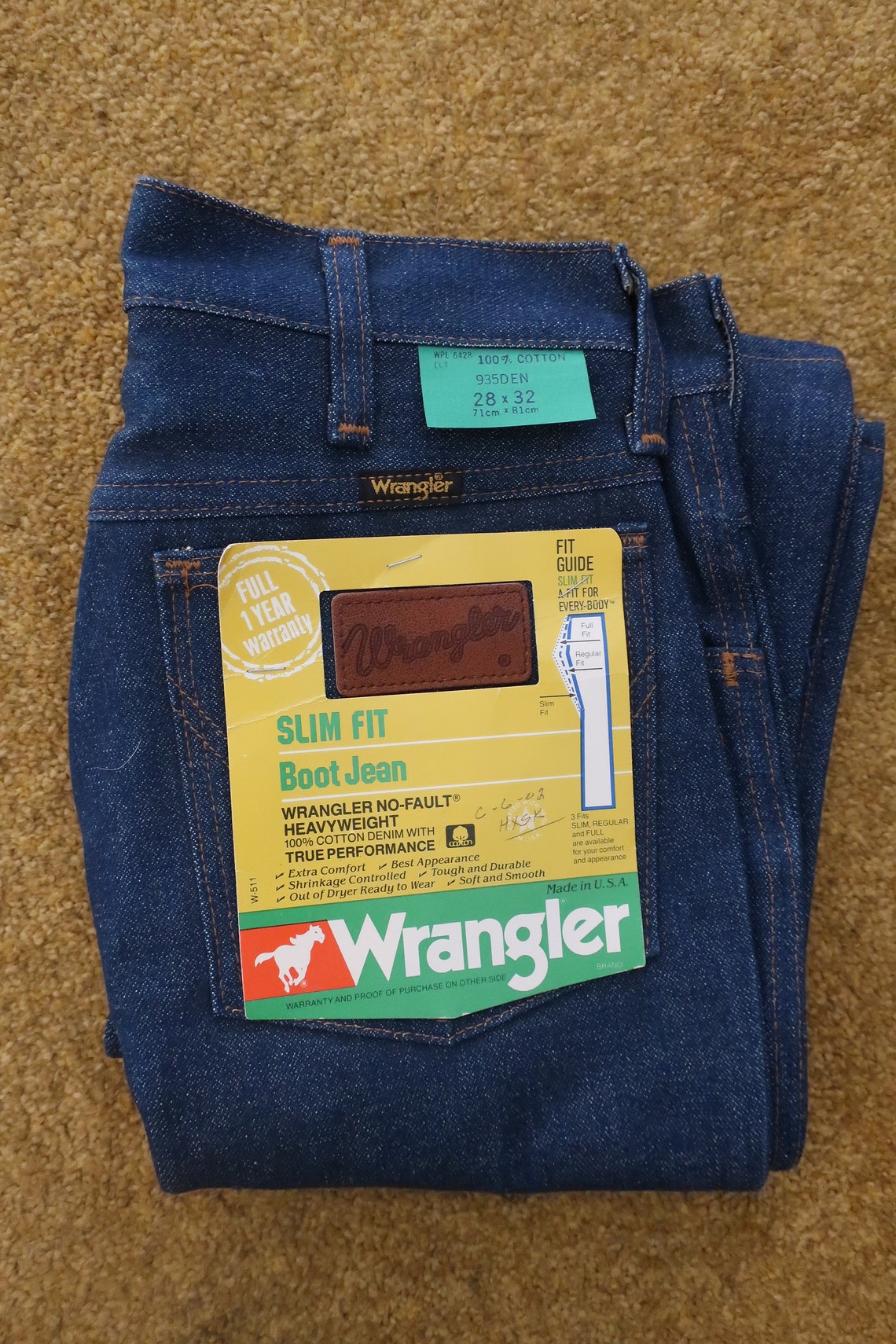 Vintage 1970s NOS Wrangler Mens Women Jeans Tags 28X31 Blue | Etsy