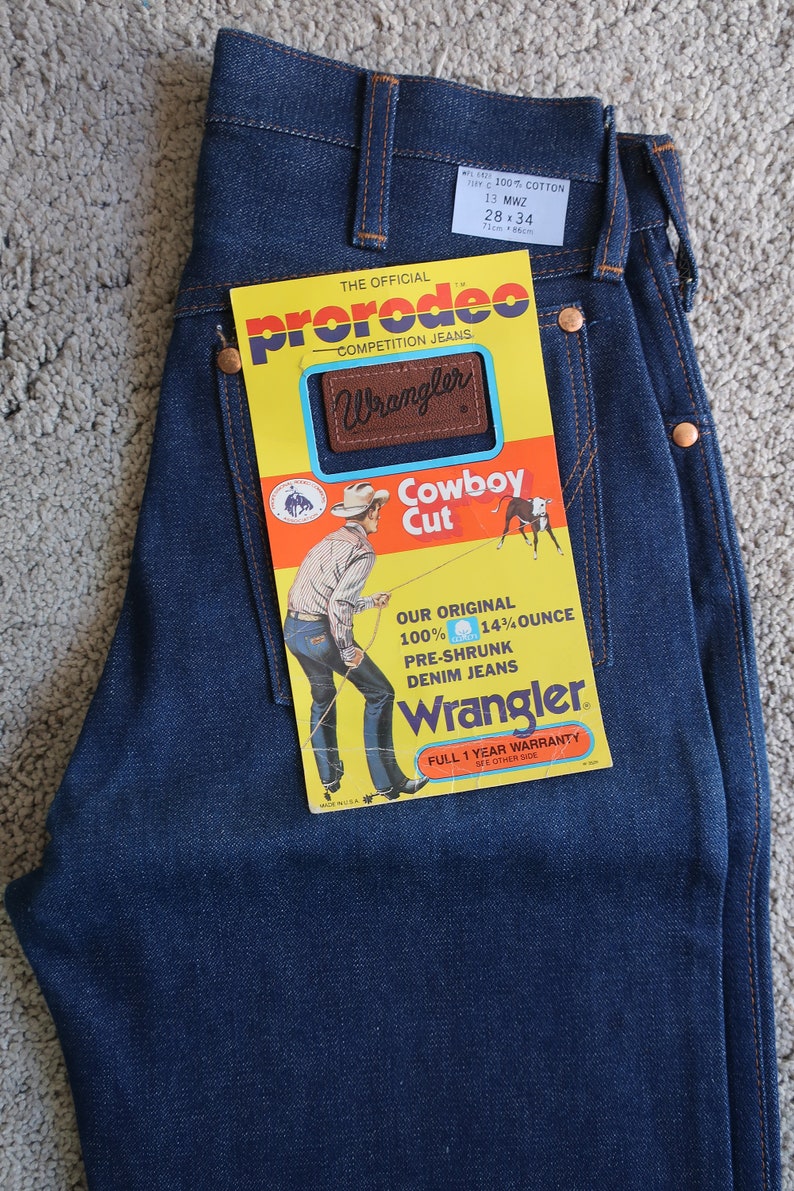 Vintage 1970s NOS Wrangler Mens Jeans Tags 28x34 Blue Denim | Etsy