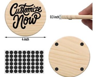 Custom Engraved Wood Coasters – Round Personalized Coaster Set, Logo Coaster, Wedding Gift, Rustic Home Decor, Gift for Him