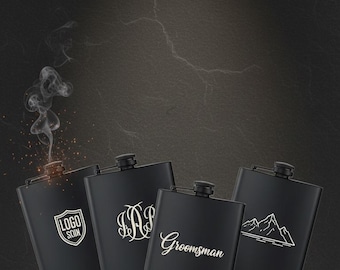 Custom Engraved 8oz Flask – Personalized Logo, Text, or Image