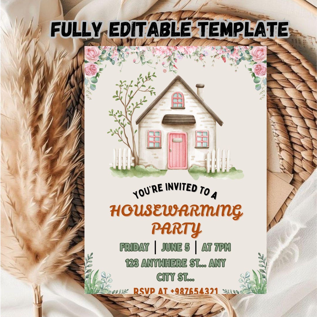 Editable Housewarming Invitation Template ( 5x7 ) Digital Downloadable ...