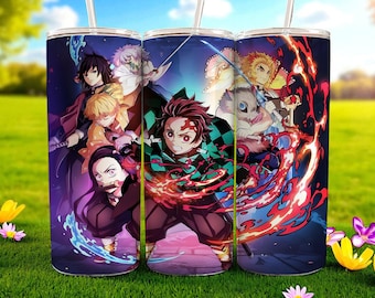 Design para copo térmico Demon Slayer Skinny de 20 oz com sublimação em PNG (Download Digital)