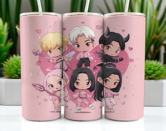 Embalagem para copo Kpop Chibi: design de sublimação de 20 oz (download digital)