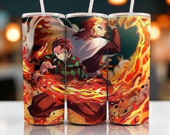 Design para copo térmico Demon Slayer Skinny de 20 oz com sublimação em PNG (Download Digital)