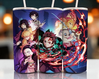 Design para copo térmico Demon Slayer Skinny de 20 oz com sublimação em PNG (Download Digital)