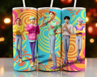 Adesivo para copo térmico Kpop Saja Boys 20oz, Caçadores de Demônios, Design de sublimação Kpop (Download Digital)