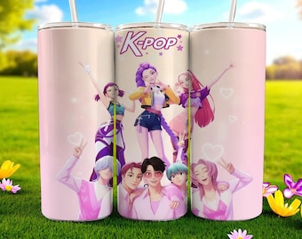 Huntrix Kpop Demon Hunters Tumbler Wrap: Design de sublimação de 20 onças (download digital)