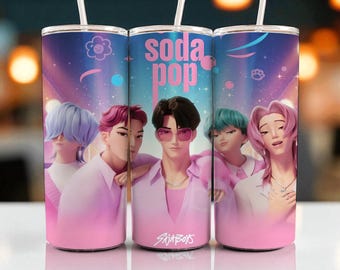 Adesivo para copo térmico Kpop Saja Boys Huntrix: 20oz - Design por sublimação (Download digital)
