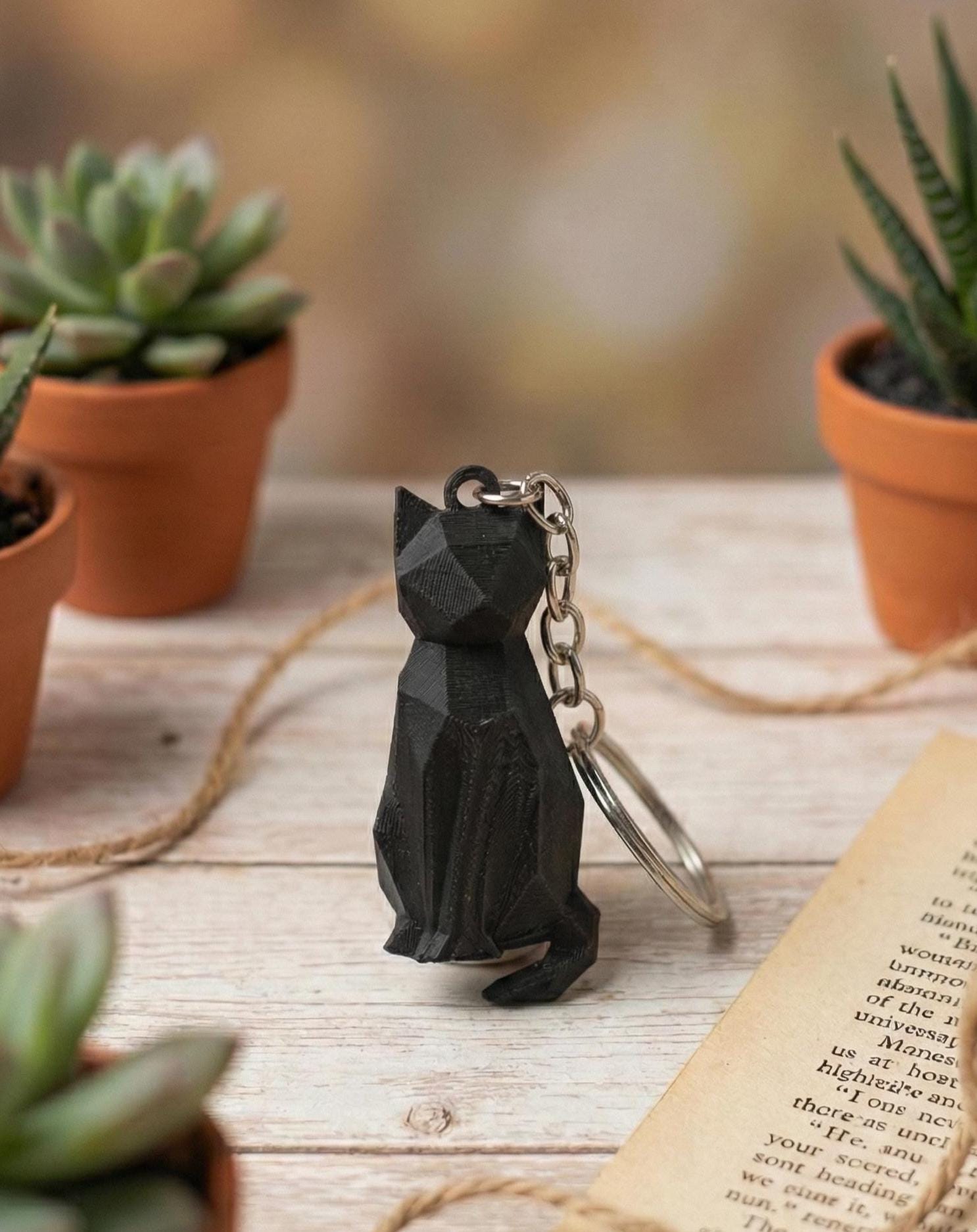 Geometric Key Ring Geometric Keychain 3D Printed - Origami Style Bag Charm - Cute Lover ...