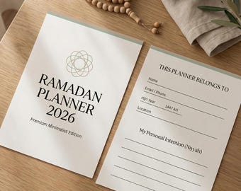 Minimalist Ramadan Planner 2026, Prayer, Fasting Tracker (Digital Download)
