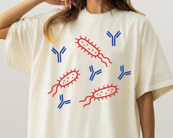 Antibodies And Bacteria T-Shirt, Comfort Colors® Microbiology Shirt, Immunology Tee, Science Teacher Gift, Med Student Tee, Nurse Shirt,