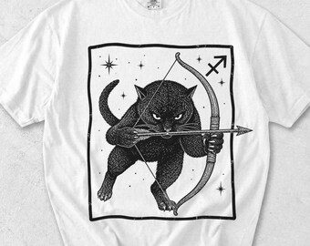 Sagittarius Cat Shirt, Zodiac Archer T-Shirt, Astrology Cat Tee, Sagittarius Gift, Star Sign Apparel, Constellation Shirt, Birthday Tee